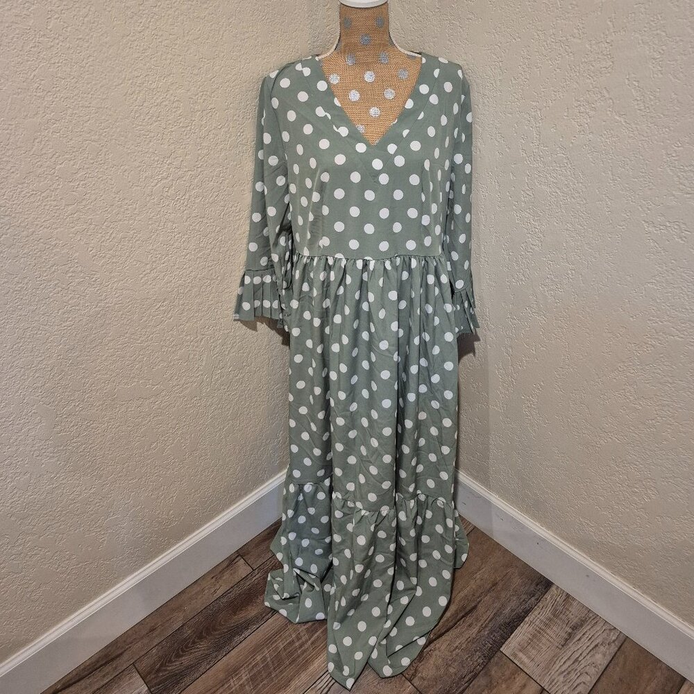 NWOT Seafoam Green Dress With White Polka Dots